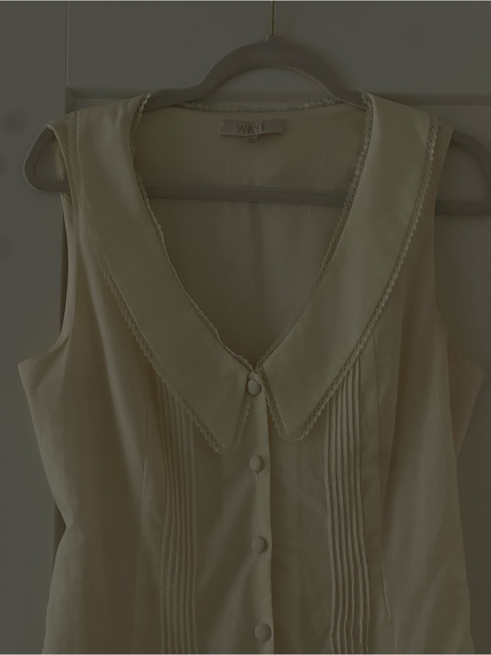 Wayf Cream Lace-Trim V-Neck Sleeveless dress